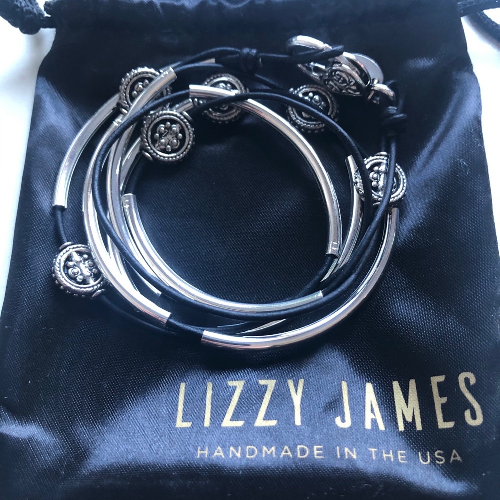 Lizzy James Leather and Silver Wrap Bracelet